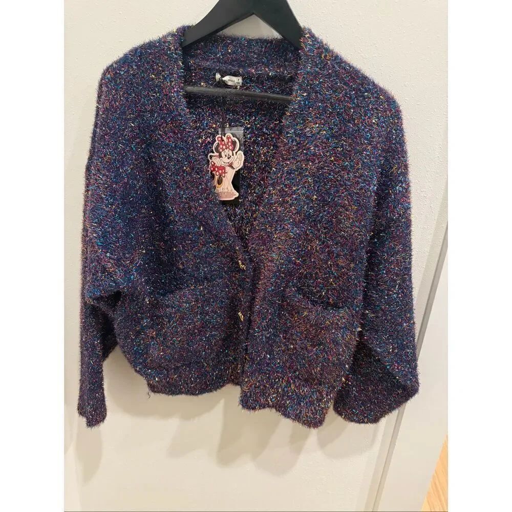 Disney For Macy's Women's Fuzzy Minnie Majorette Cardigan Multicolor Medium NWT